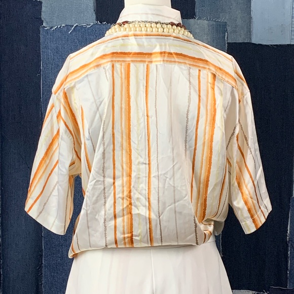 Vintage Shirt Collared Button Down Short Sleeve w/Horizontal Stripes Sz M - Picture 4 of 8